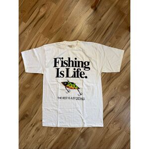 Vintage 90s Big Ball Sports Single Stitch White Fishing is Life Graphic T-Shirt